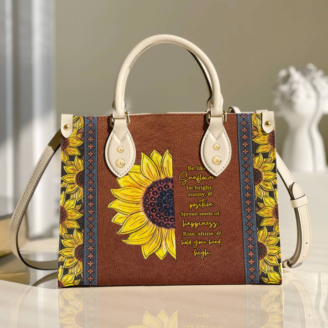  Leather Bag Flower Personalized Leather Bag Be Like A Sunflower Ver2
