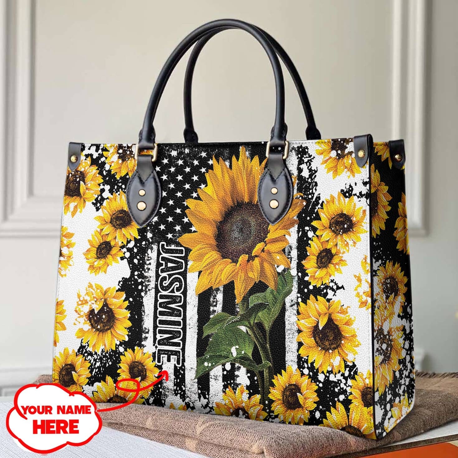  Leather Bag Personalized Sunflower Hope Love