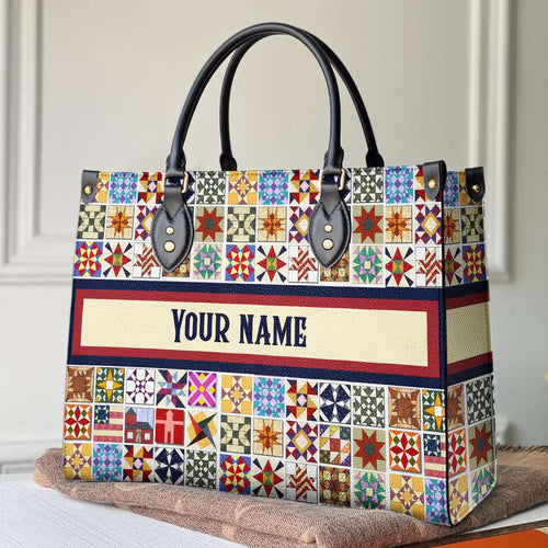 Leather Bag Quilting Personalize Leather Bag Star Quilting Block