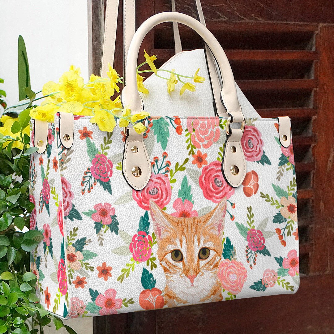  Leather Bag Cat Leather Bag Traditional Cat & Flower