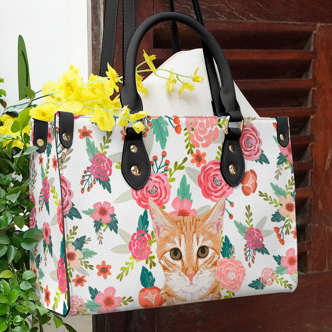  Leather Bag Cat Leather Bag Traditional Cat & Flower