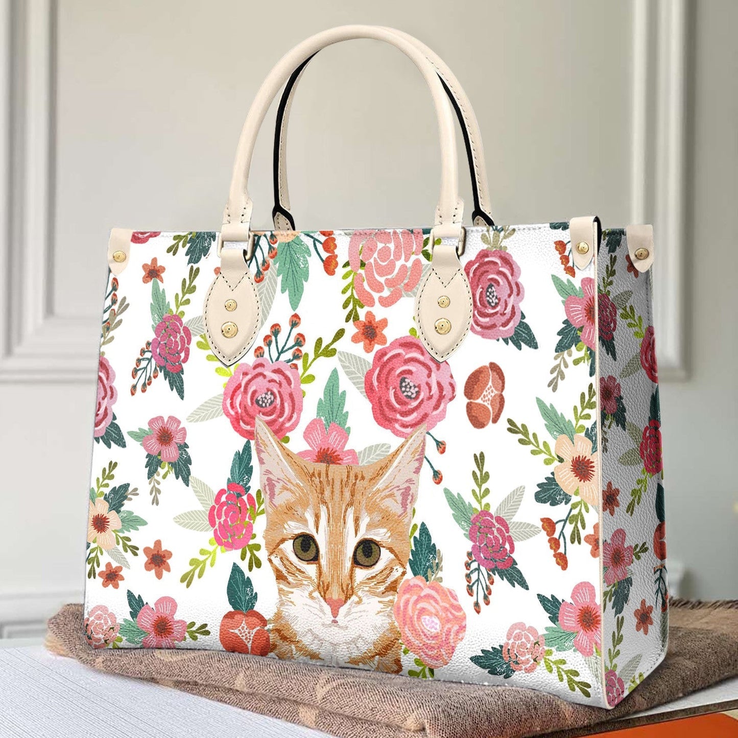  Leather Bag Cat Leather Bag Traditional Cat & Flower