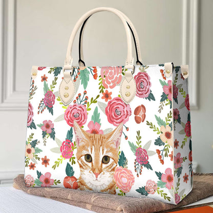  Leather Bag Cat Leather Bag Traditional Cat & Flower