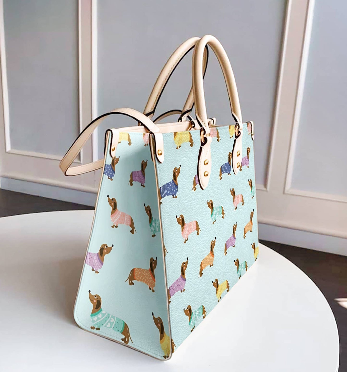  Leather Bag Dog Leather Bag Colorful Dachshunds