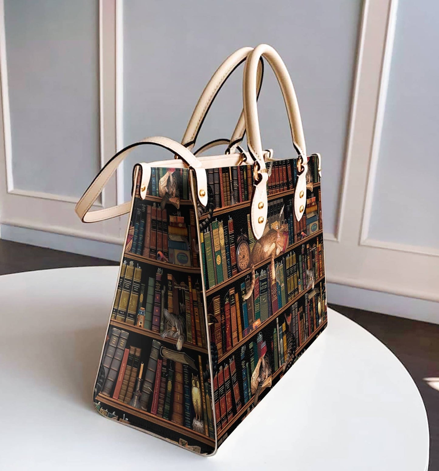  Leather Bag Cat Leather Bag Cat With Books Ver3