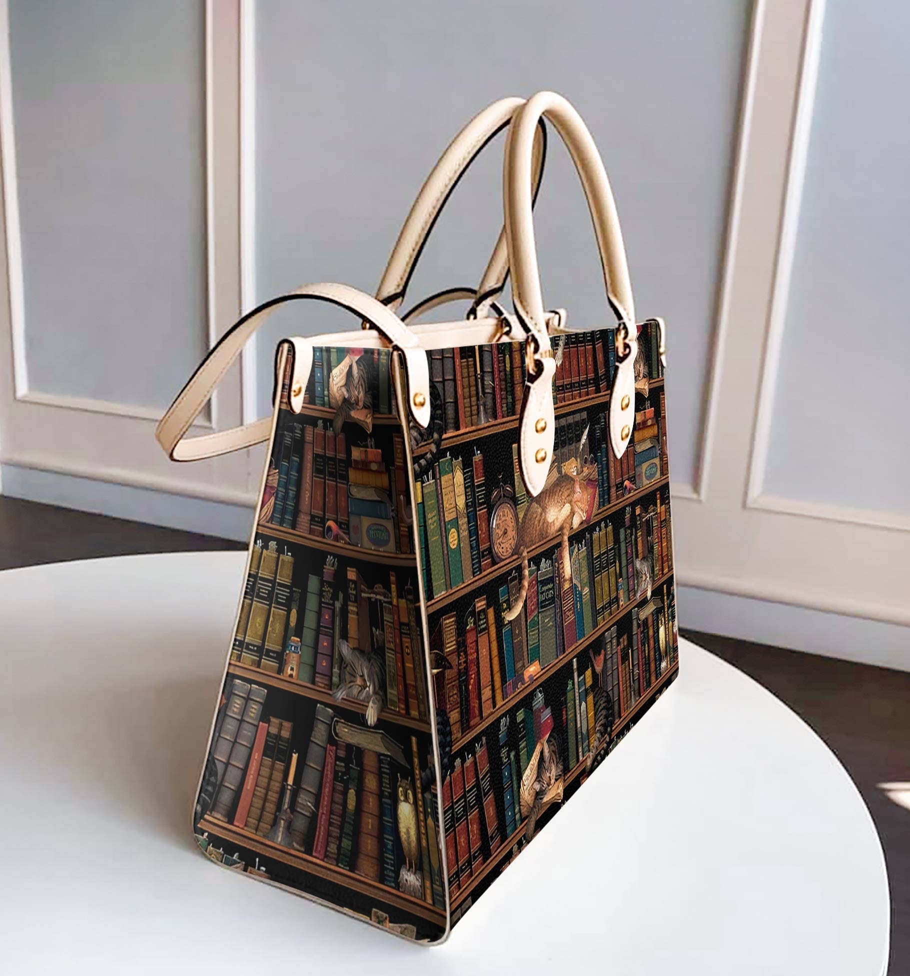  Leather Bag Cat Leather Bag Cat With Books Ver3