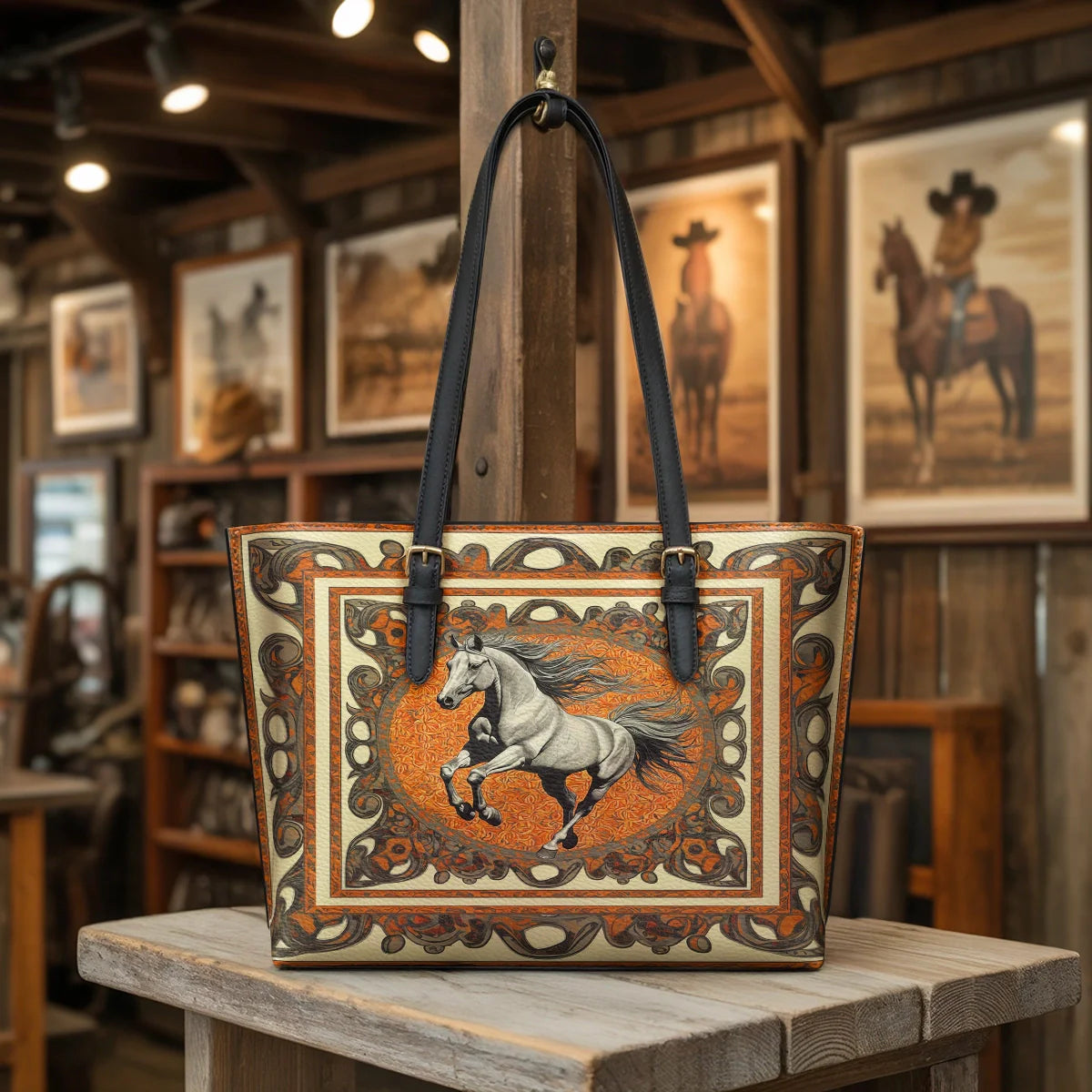  Amber Gallop Leather Tote Bag