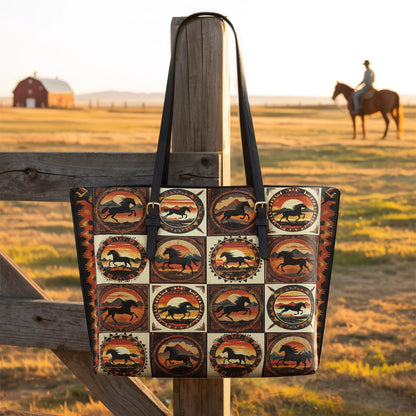  Twilight Mustang Leather Tote Bag