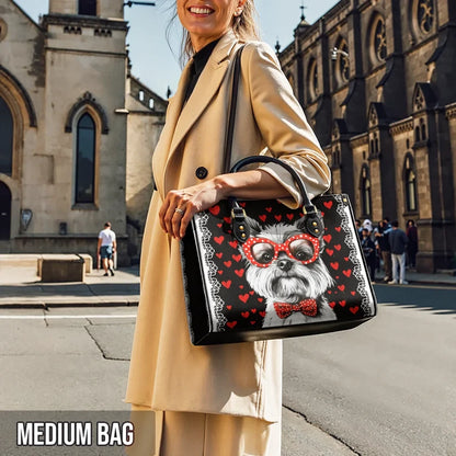 Yorkie Heart & Paws Love Leather Bag