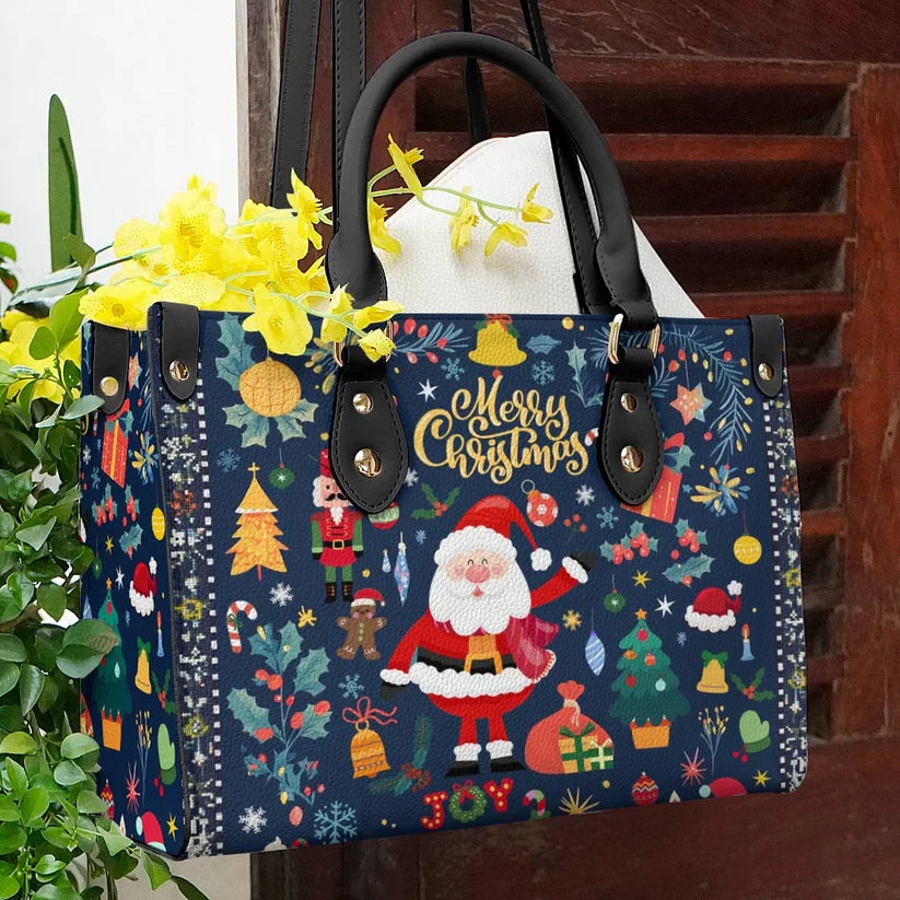 Santa Christmas Festive Cheer Leather Bag