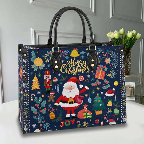 Santa Christmas Festive Cheer Leather Bag