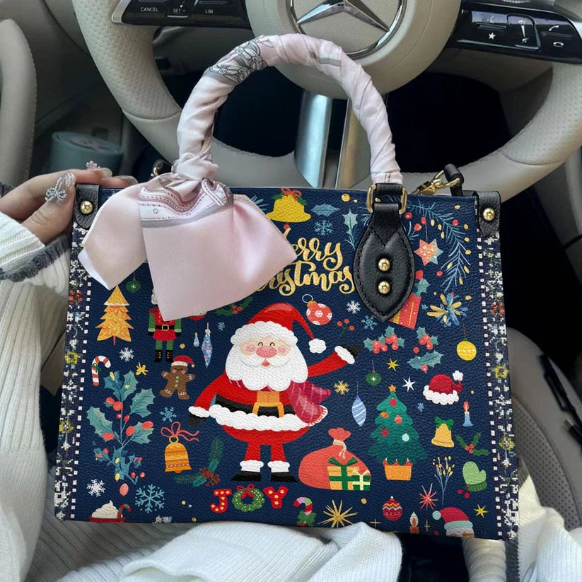 Santa Christmas Festive Cheer Leather Bag