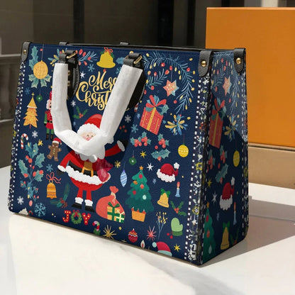 Santa Christmas Festive Cheer Leather Bag