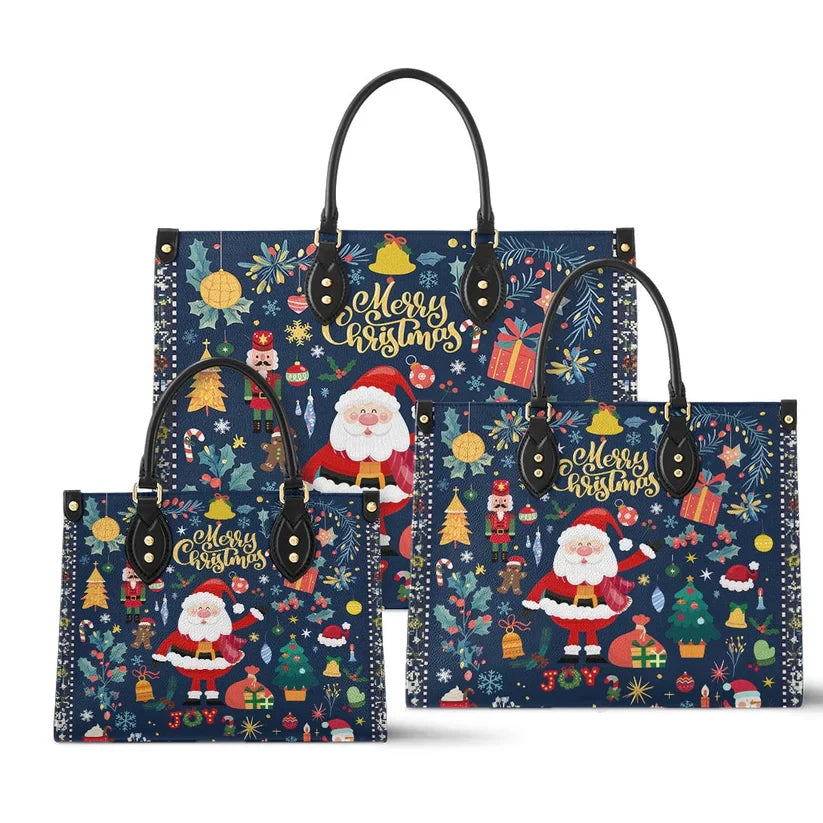 Santa Christmas Festive Cheer Leather Bag