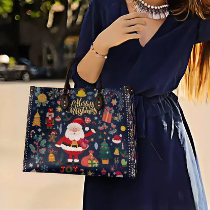 Santa Christmas Festive Cheer Leather Bag