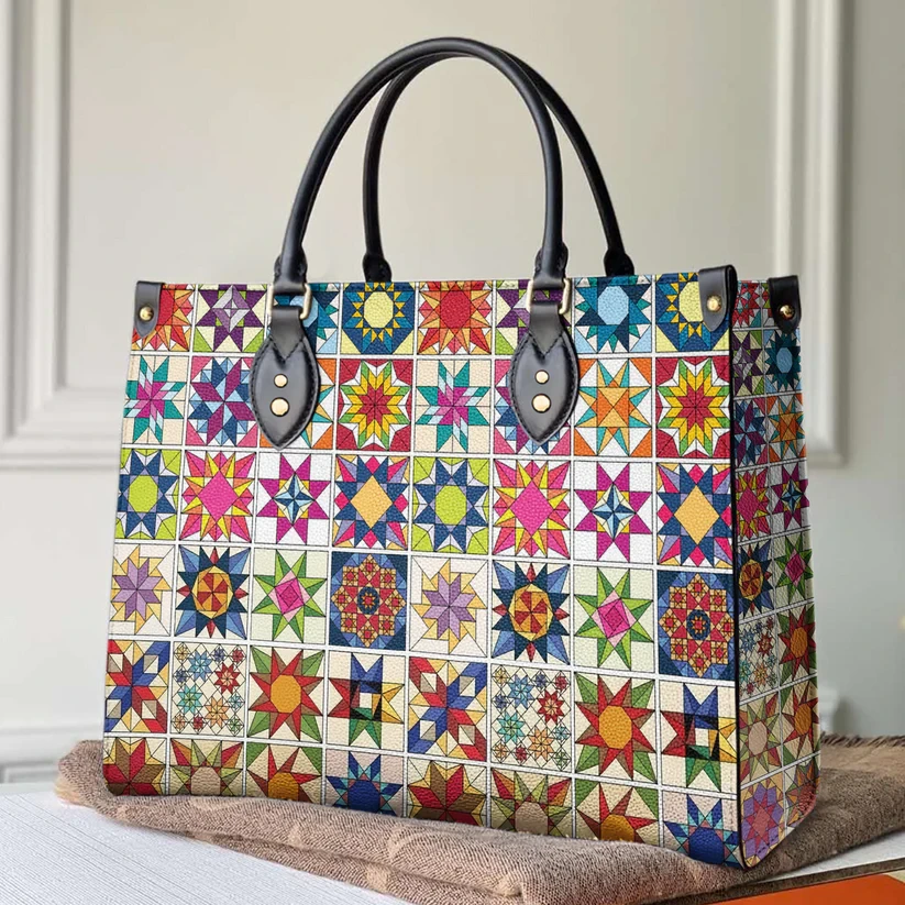 Traditional Quilting Blocks 2 Leather Bag