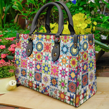 Traditional Quilting Blocks 2 Leather Bag