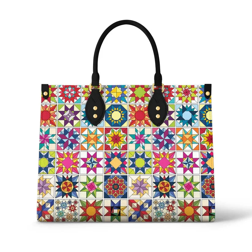 Traditional Quilting Blocks 2 Leather Bag