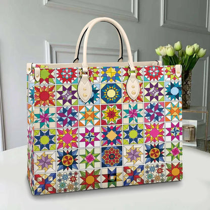 Traditional Quilting Blocks 2 Leather Bag