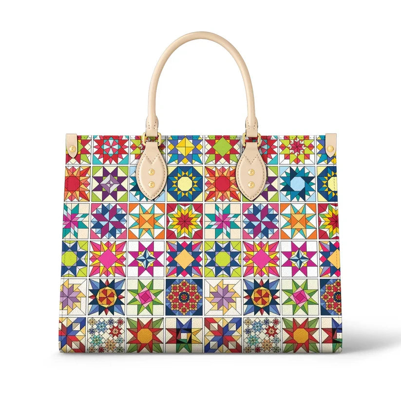 Traditional Quilting Blocks 2 Leather Bag