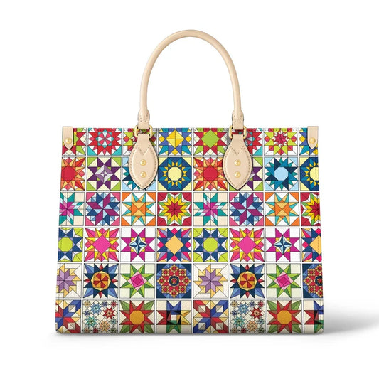 Traditional Quilting Blocks 2 Leather Bag