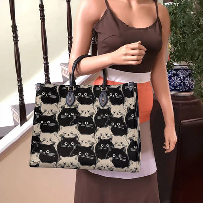 Cute Face Cats Leather Bag