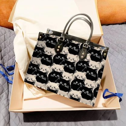 Cute Face Cats Leather Bag