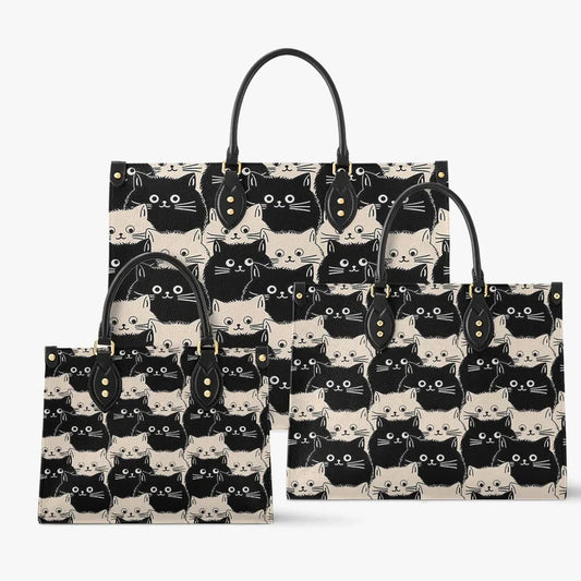Cute Face Cats Leather Bag