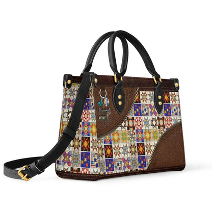 Personalized Colorful Quilt Blocks Leather Bag