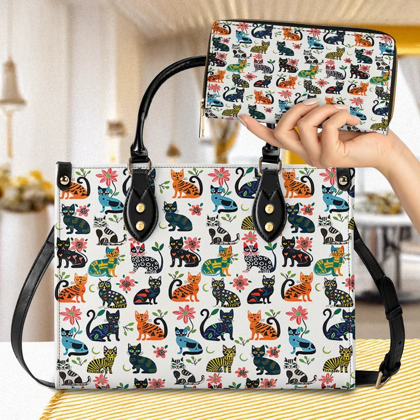 Cat Playful Paws Leather Bag