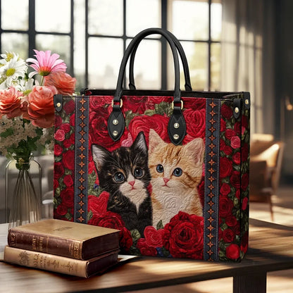 Cat Purrfect Rose Leather Bag
