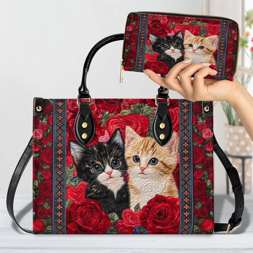 Cat Purrfect Rose Leather Bag