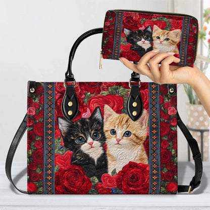 Cat Purrfect Rose Leather Bag