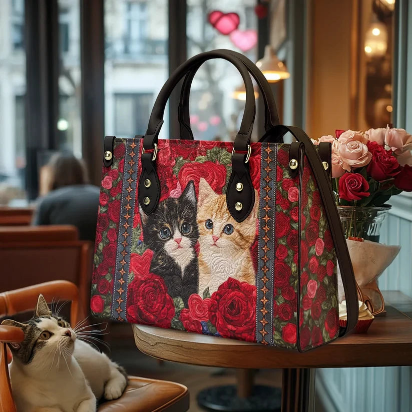 Cat Purrfect Rose Leather Bag