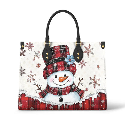 Plaid Snowman Joy Leather Bag