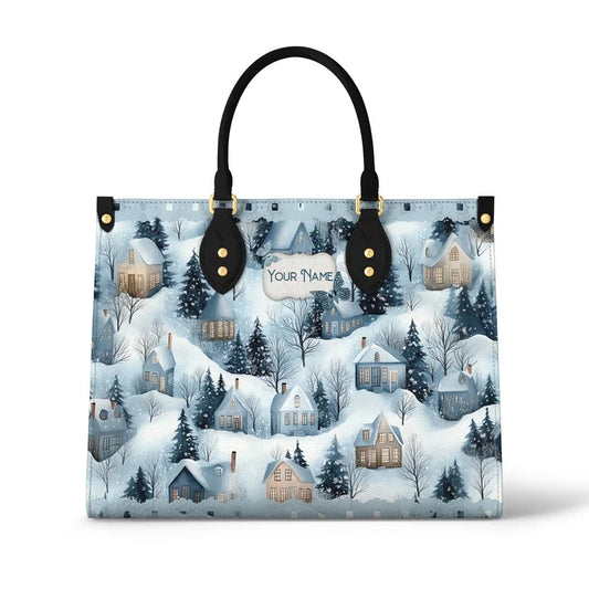 Christmas Snow Village Leather Bag