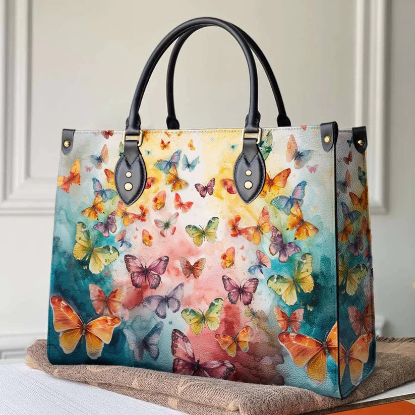 Traditional Colorful Butterfly Leather Bag