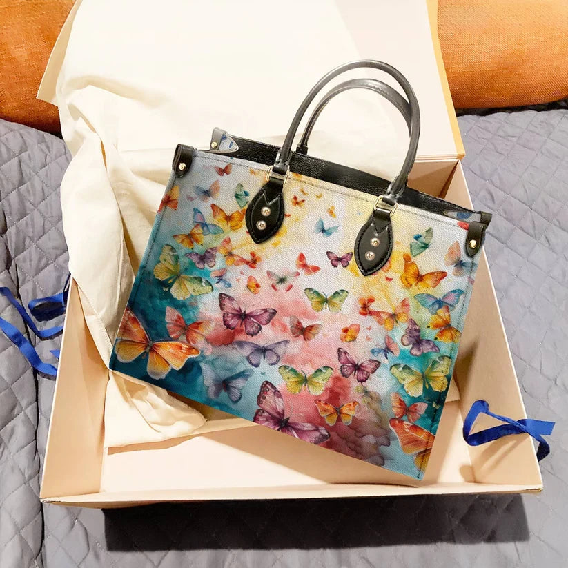 Traditional Colorful Butterfly Leather Bag