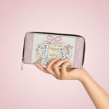  Leather Clutch Purse With Wristlet Strap Handle Easter Bliss