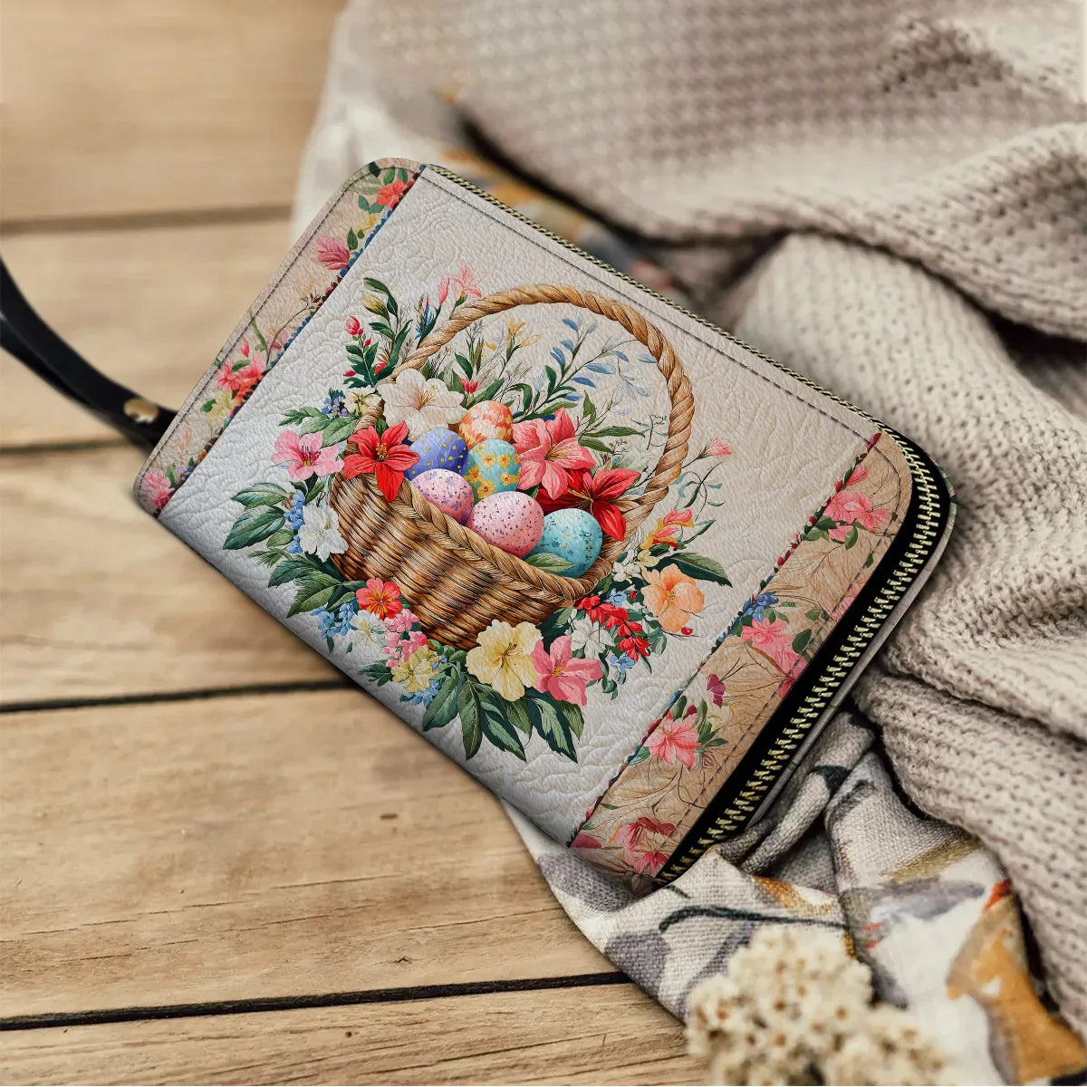  Leather Clutch Purse With Wristlet Strap Handle Easter Basket Bliss