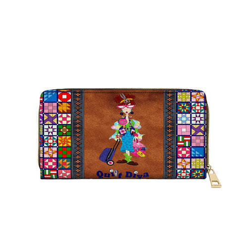  Leather Clutch Purse With Wristlet Strap Handle Quilt Diva