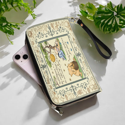  Leather Clutch Purse With Wristlet Strap Handle Winnie the Pooh Cozy