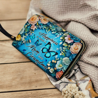  Leather Clutch Purse With Wristlet Strap Handle Wings of Love