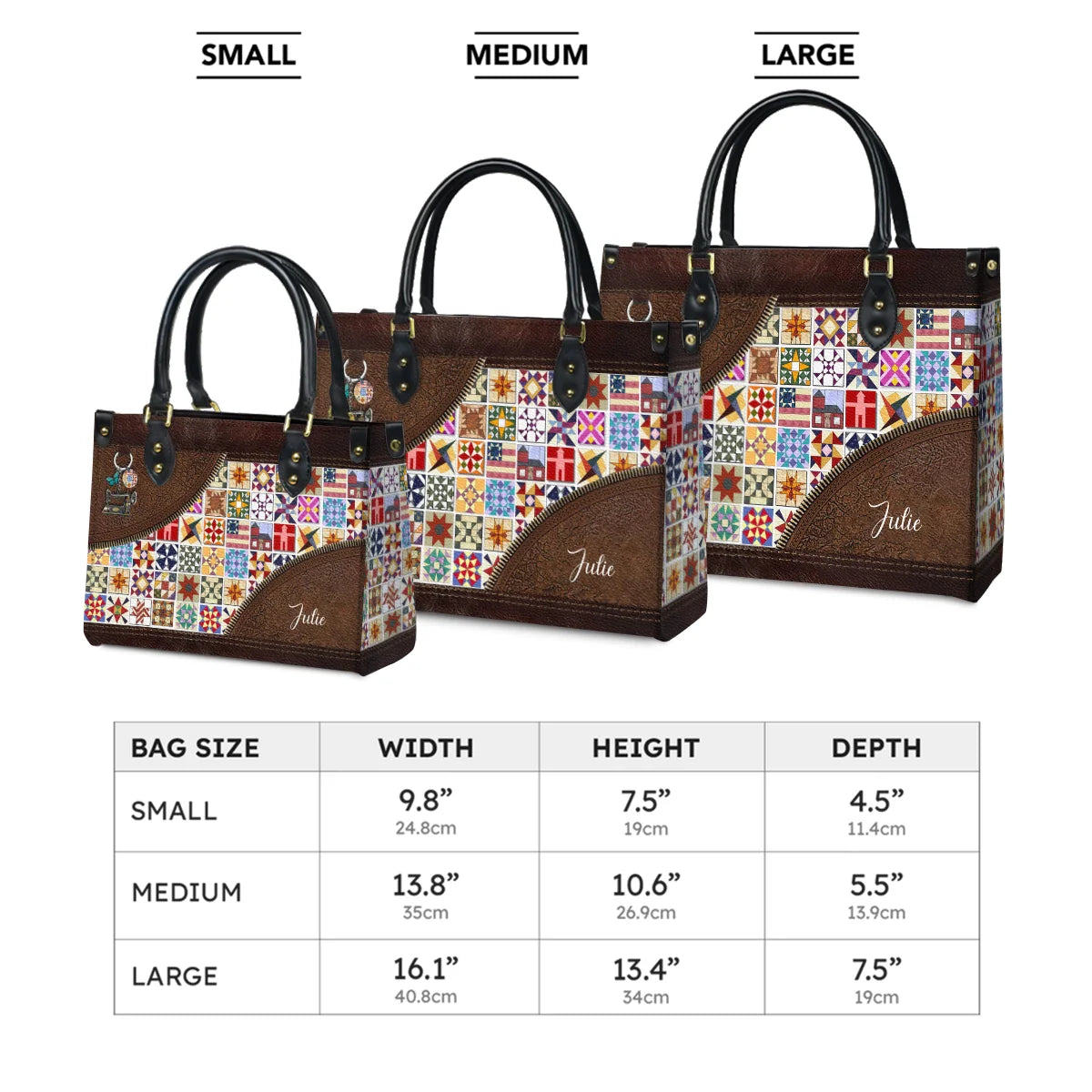  Leather Bag Personalize Quilt Blocks