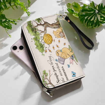  Leather Clutch Purse With Wristlet Strap Handle Sweet Moments