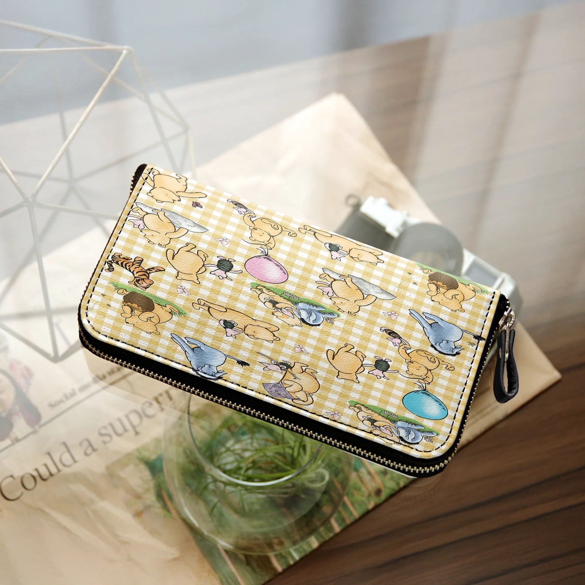  Leather Clutch Purse With Wristlet Strap Handle Sunny Days with Pooh