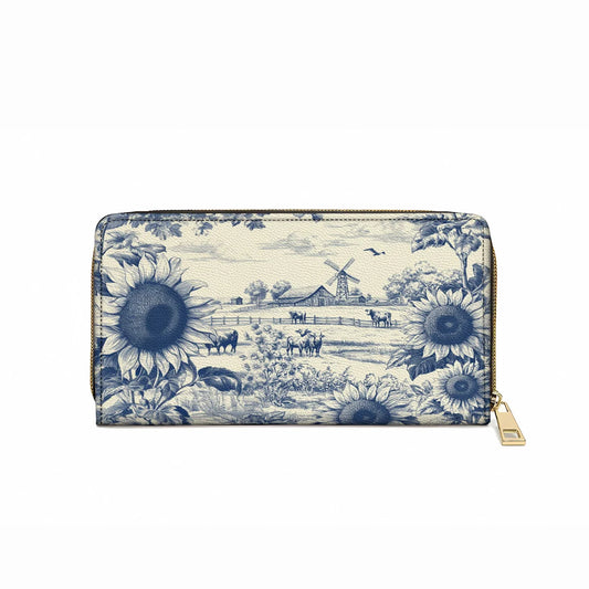  Leather Clutch Purse With Wristlet Strap Handle Sunflower Farm Breeze