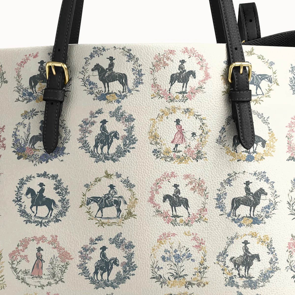  Wildflower Waltz Leather Tote Bag