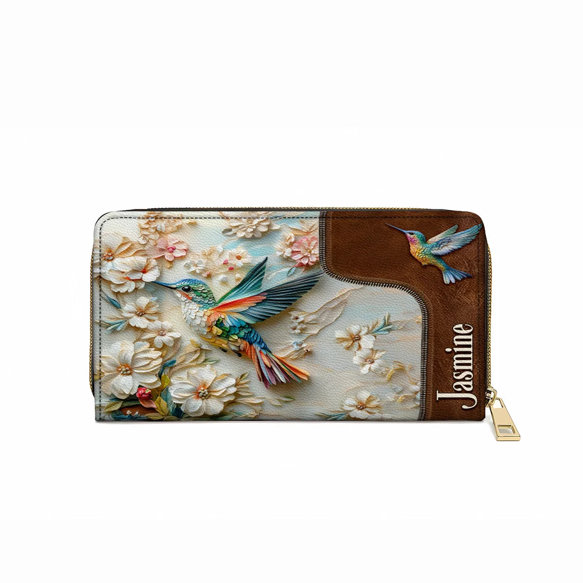  Leather Clutch Purse With Wristlet Strap Handle Personalized Wings of Bloom