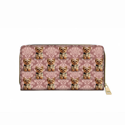  Leather Clutch Purse With Wristlet Strap Handle Elegant Yorkie Bliss